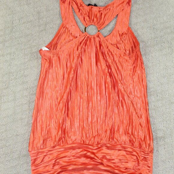 NWOT I.N. San Francisco Size S Orange Crinkle Fabric Blouse - Picture 2 of 4